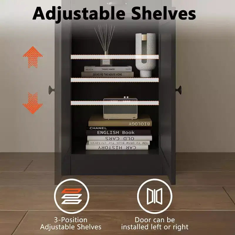 Bibliothèque Haute et Étroite de 180 cm avec Porte et Tiroir, Étagère Réglable à 5 Niveaux pour Bureau à Domicile, Salon et Cuisine