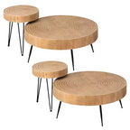 COZAYH 2 Piece Round Coffee Tables, Wooden Living Room Furniture, Ring, Set of 2