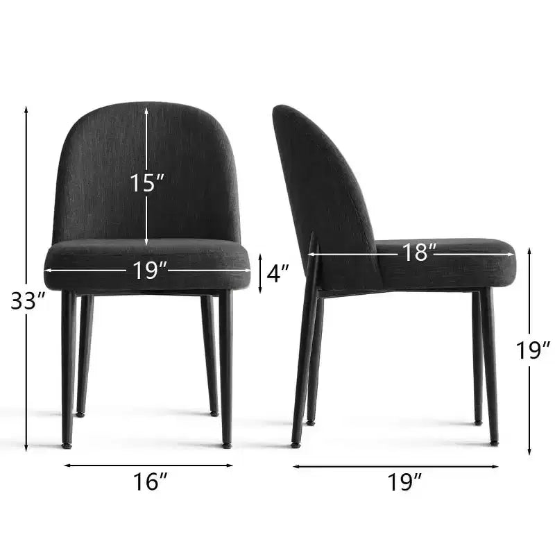 Lot de 2 chaises de salle à manger rembourrées, chaises de cuisine en lin avec pieds en métal, chaises d'appoint modernes sans accoudoirs pour salle à manger - Panipeachy