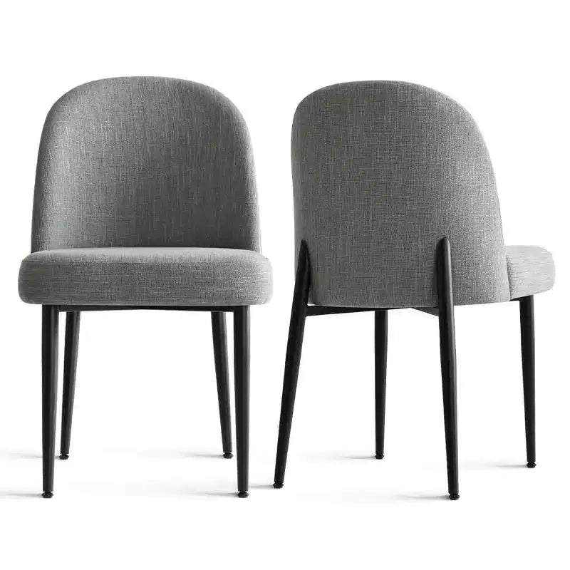 Lot de 2 chaises de salle à manger rembourrées, chaises de cuisine en lin avec pieds en métal, chaises d'appoint modernes sans accoudoirs pour salle à manger - Panipeachy