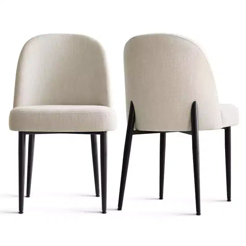 Lot de 2 chaises de salle à manger rembourrées, chaises de cuisine en lin avec pieds en métal, chaises d'appoint modernes sans accoudoirs pour salle à manger - Panipeachy