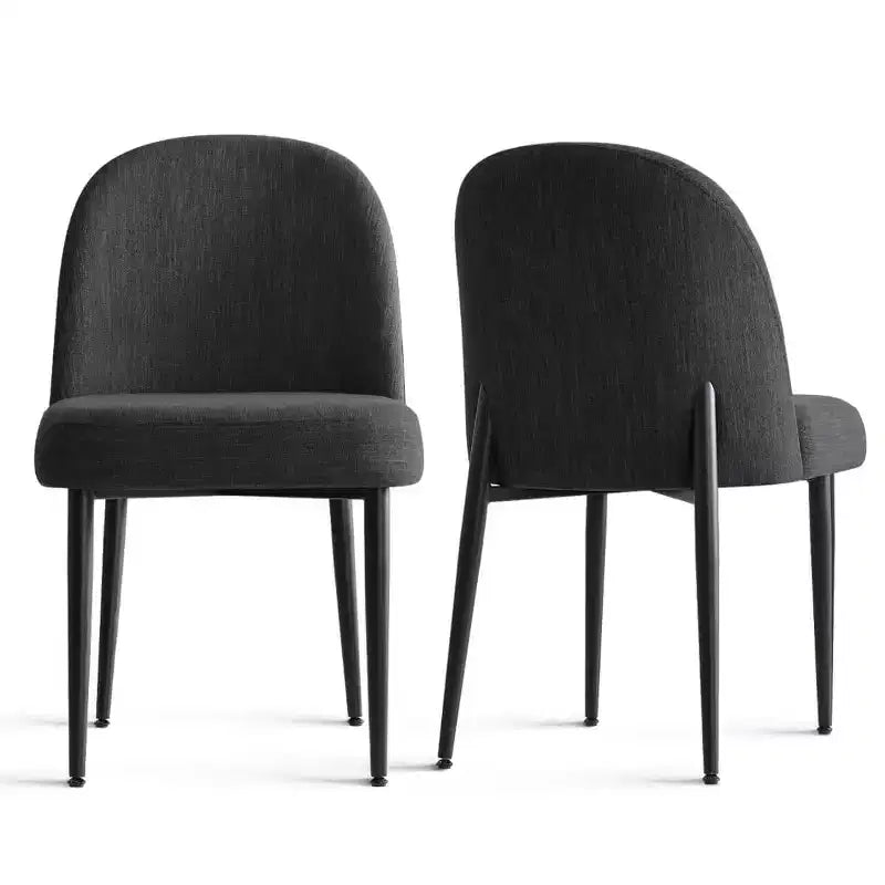 Lot de 2 chaises de salle à manger rembourrées, chaises de cuisine en lin avec pieds en métal, chaises d'appoint modernes sans accoudoirs pour salle à manger - Panipeachy