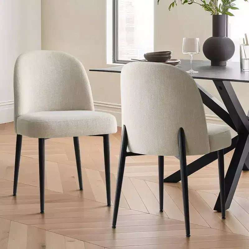 Upholstered Dining Chairs Set of 2, Linen Kitchen Chairs with Metal Legs, Modern Armless Side Chairs for Dining Room - Panipeachy