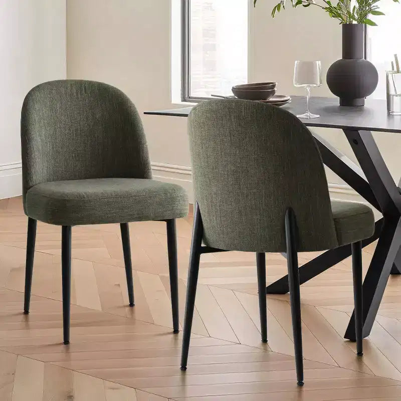 Lot de 2 chaises de salle à manger rembourrées, chaises de cuisine en lin avec pieds en métal, chaises d'appoint modernes sans accoudoirs pour salle à manger - Panipeachy