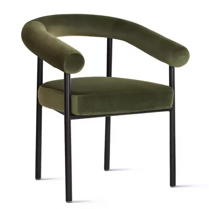 Lot de 4 Chaises de Salle à Manger en Velours Rembourré avec Accoudoirs, Chaises de Cuisine Modernes à Dossier Courbé, Fauteuil de Salle à Manger - Panipeachy
