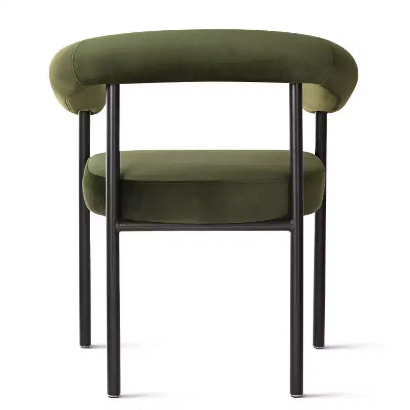 Lot de 4 Chaises de Salle à Manger en Velours Rembourré avec Accoudoirs, Chaises de Cuisine Modernes à Dossier Courbé, Fauteuil de Salle à Manger - Panipeachy