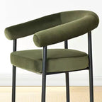 Lot de 4 Chaises de Salle à Manger en Velours Rembourré avec Accoudoirs, Chaises de Cuisine Modernes à Dossier Courbé, Fauteuil de Salle à Manger - Panipeachy