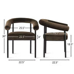 Lot de 4 Chaises de Salle à Manger en Velours Rembourré avec Accoudoirs, Chaises de Cuisine Modernes à Dossier Courbé, Fauteuil de Salle à Manger - Panipeachy