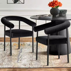 Lot de 4 Chaises de Salle à Manger en Velours Rembourré avec Accoudoirs, Chaises de Cuisine Modernes à Dossier Courbé, Fauteuil de Salle à Manger - Panipeachy