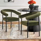 Lot de 4 Chaises de Salle à Manger en Velours Rembourré avec Accoudoirs, Chaises de Cuisine Modernes à Dossier Courbé, Fauteuil de Salle à Manger - Panipeachy