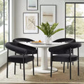 Set of 4 Velvet Upholstered Dining Room Chairs with Arms, Modern Curved Back Kitchen Chairs, Dining Armchair for Dining Room - Panipeachy