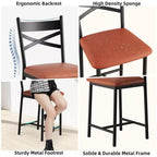 Lot de 4 tabourets de bar, tabourets de bar hauteur comptoir avec assise rembourrée en PU, chaises de bar de cuisine avec cadre en métal de 66 cm avec dossier en X et repose-pieds