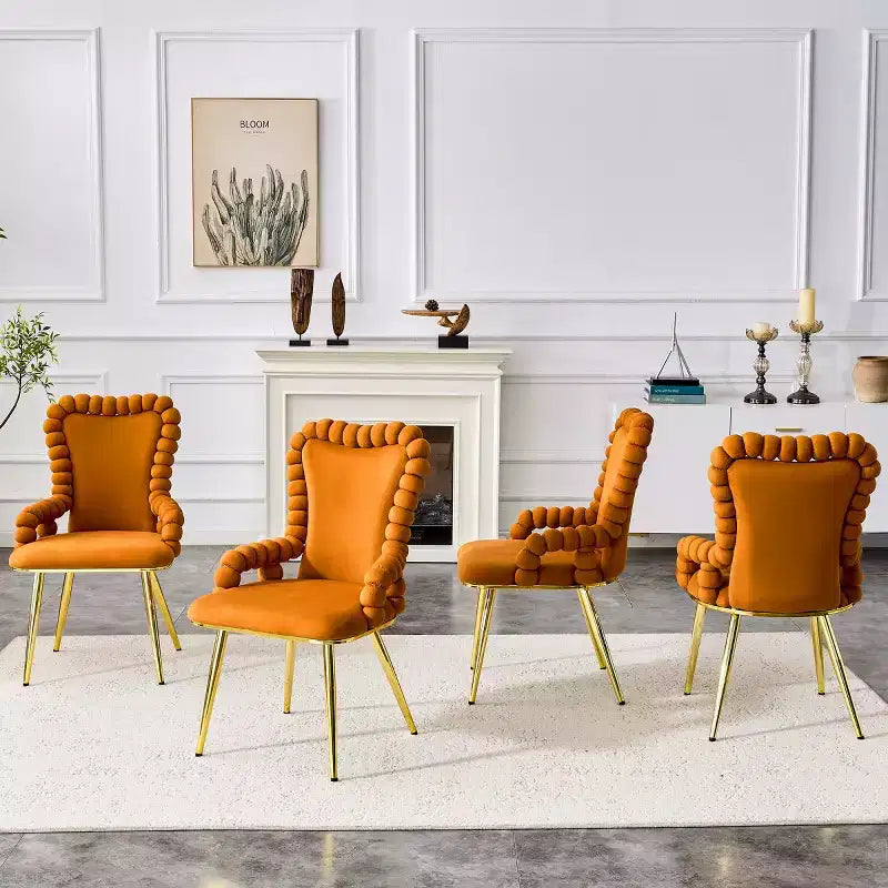 Lot de 2 Chaises de Salle à Manger Modernes en Velours avec Pieds en Métal, Chaises d'Appoint Rembourrées pour Cuisine, Salle à Manger ou Salons-Panipeachy