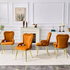 Lot de 2 Chaises de Salle à Manger Modernes en Velours avec Pieds en Métal, Chaises d'Appoint Rembourrées pour Cuisine, Salle à Manger ou Salons-Panipeachy