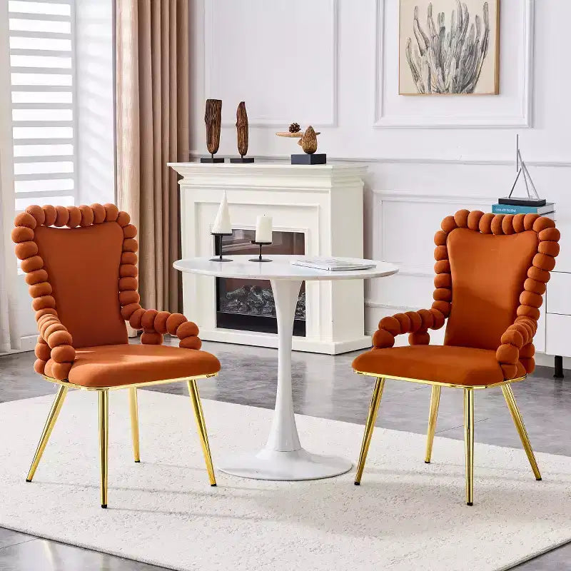 Lot de 2 Chaises de Salle à Manger Modernes en Velours avec Pieds en Métal, Chaises d'Appoint Rembourrées pour Cuisine, Salle à Manger ou Salons-Panipeachy