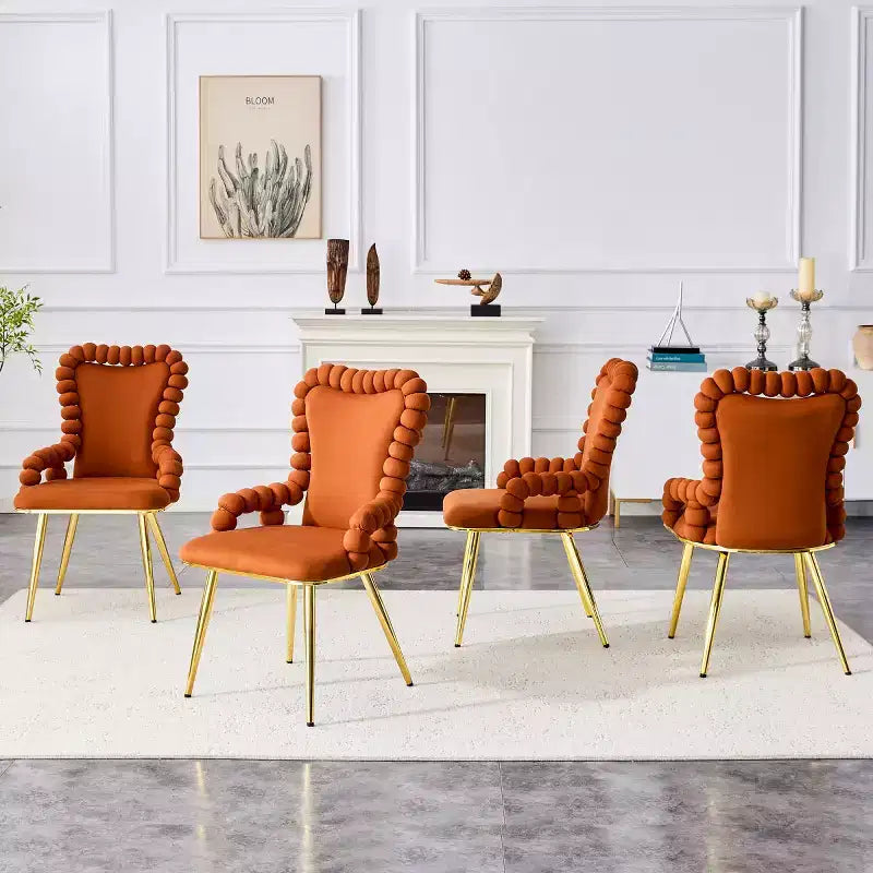 Lot de 2 Chaises de Salle à Manger Modernes en Velours avec Pieds en Métal, Chaises d'Appoint Rembourrées pour Cuisine, Salle à Manger ou Salons-Panipeachy