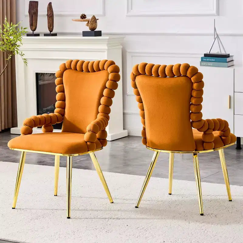 Lot de 2 Chaises de Salle à Manger Modernes en Velours avec Pieds en Métal, Chaises d'Appoint Rembourrées pour Cuisine, Salle à Manger ou Salons-Panipeachy