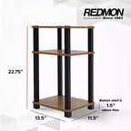 Table d'appoint à 3 étagères Redmon, meuble de rangement autoportant, grain de bois de chêne