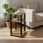 Table d'appoint à 3 étagères Redmon, meuble de rangement autoportant, grain de bois de chêne