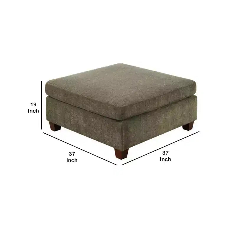 Royal Hampton pouf en bois rembourré de tissu de 37 pouces, marron taupe