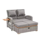 Chaise longue inclinable d'extérieur Royal Hampton avec banc de rangement, oreillers, gris