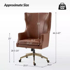 Chaise de bureau Gonzalo en cuir véritable avec dossier haut|ARTFUL LIVING DESIGNS