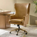 Chaise de bureau Gonzalo en cuir véritable avec dossier haut|ARTFUL LIVING DESIGNS