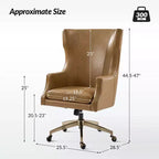 Chaise de bureau Gonzalo en cuir véritable avec dossier haut|ARTFUL LIVING DESIGNS