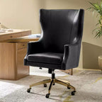 Chaise de bureau Gonzalo en cuir véritable avec dossier haut|ARTFUL LIVING DESIGNS