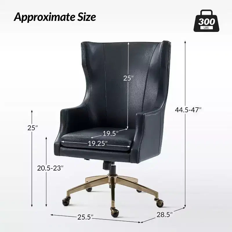 Chaise de bureau Gonzalo en cuir véritable avec dossier haut|ARTFUL LIVING DESIGNS