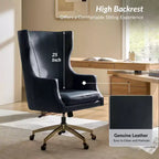 Chaise de bureau Gonzalo en cuir véritable avec dossier haut|ARTFUL LIVING DESIGNS