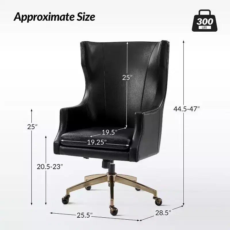 Chaise de bureau Gonzalo en cuir véritable avec dossier haut|ARTFUL LIVING DESIGNS