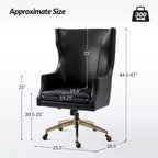 Chaise de bureau Gonzalo en cuir véritable avec dossier haut|ARTFUL LIVING DESIGNS