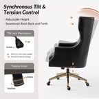 Chaise de bureau Gonzalo en cuir véritable avec dossier haut|ARTFUL LIVING DESIGNS