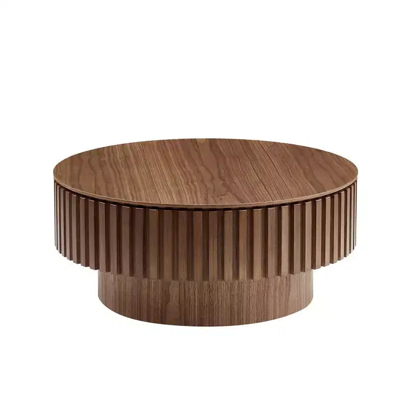 31.49 Table Basse Ronde Cannelée avec Rangement Caché, Table Basse Piédestal Moderne pour Salon, Appartement - Panipeachy