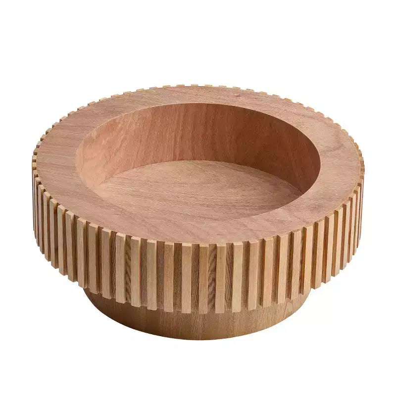 31.49 Table Basse Ronde Cannelée avec Rangement Caché, Table Basse Piédestal Moderne pour Salon, Appartement - Panipeachy