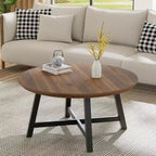 Table basse ronde de 36 po, grandes tables d'appoint avec pieds réglables, tables de salon avec pieds épaissis et grain de bois design, facile à assembler