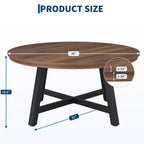 Table basse ronde de 36 po, grandes tables d'appoint avec pieds réglables, tables de salon avec pieds épaissis et grain de bois design, facile à assembler