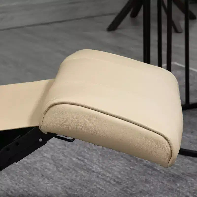 Fauteuil inclinable manuel en similicuir, fauteuil de salon pivotant et réglable avec repose-pieds, accoudoirs et base en bois enveloppée pour salon