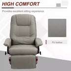 Fauteuil inclinable manuel en similicuir, fauteuil de salon pivotant et réglable avec repose-pieds, accoudoirs et base en bois enveloppée pour salon