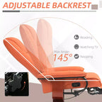 Fauteuil inclinable manuel en similicuir, fauteuil de salon pivotant et réglable avec repose-pieds, accoudoirs et base en bois enveloppée pour salon
