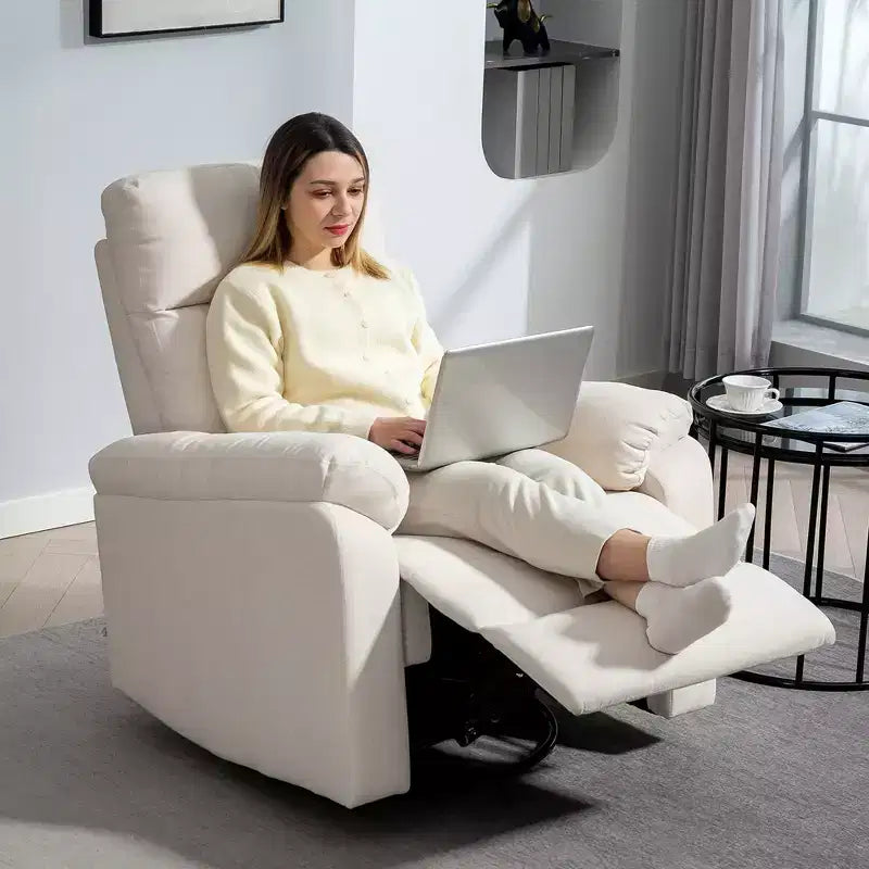 Fauteuil inclinable, fauteuil pivotant large, canapé une place surrembourré avec ressorts ensachés, repose-pieds, montage rapide