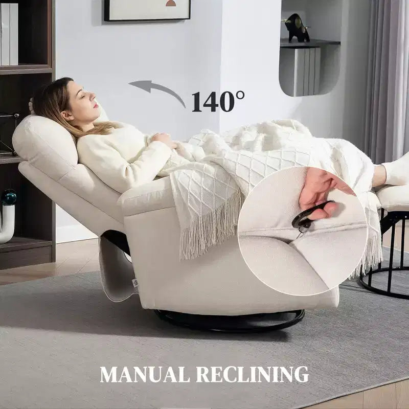 Fauteuil inclinable, fauteuil pivotant large, canapé une place surrembourré avec ressorts ensachés, repose-pieds, montage rapide