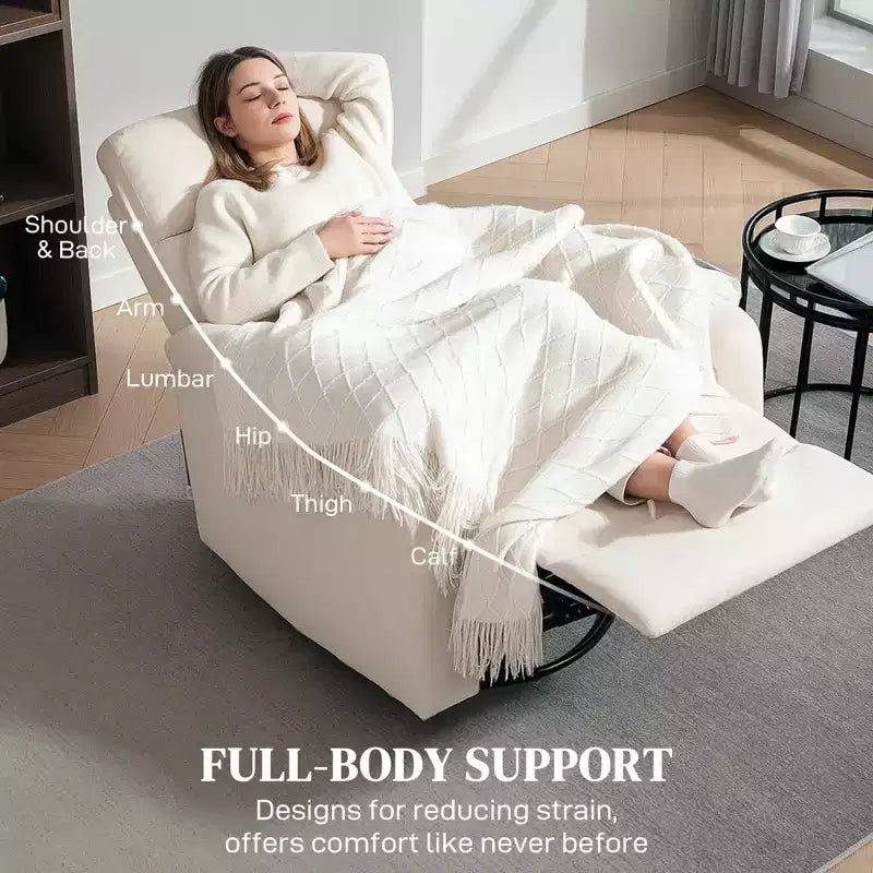 Fauteuil inclinable, fauteuil pivotant large, canapé une place surrembourré avec ressorts ensachés, repose-pieds, montage rapide