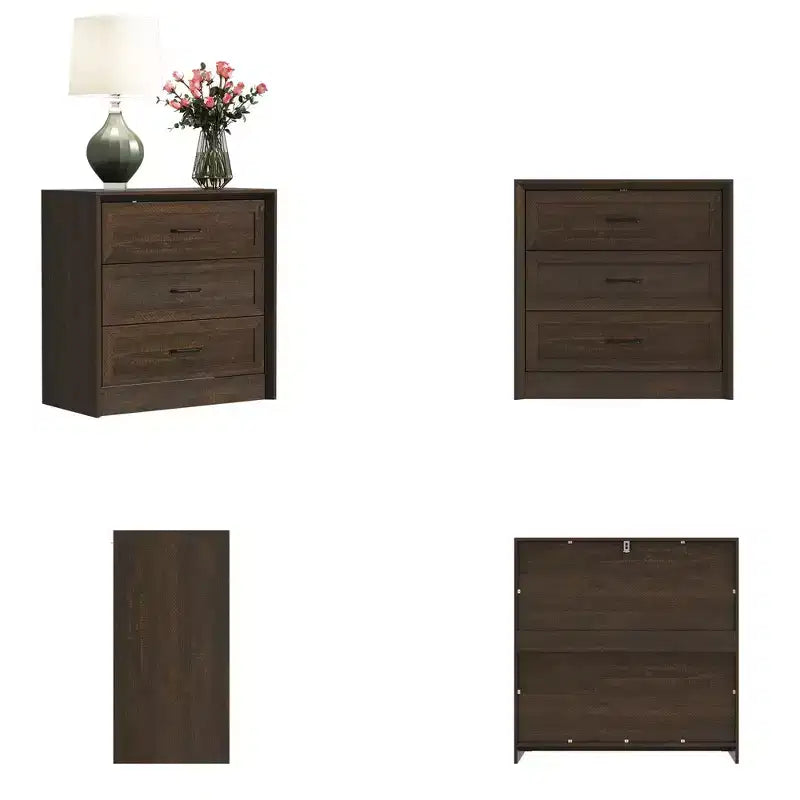 Famapy Table de Chevet de Ferme avec Tiroirs Commode de Chevet à 3 Tiroirs