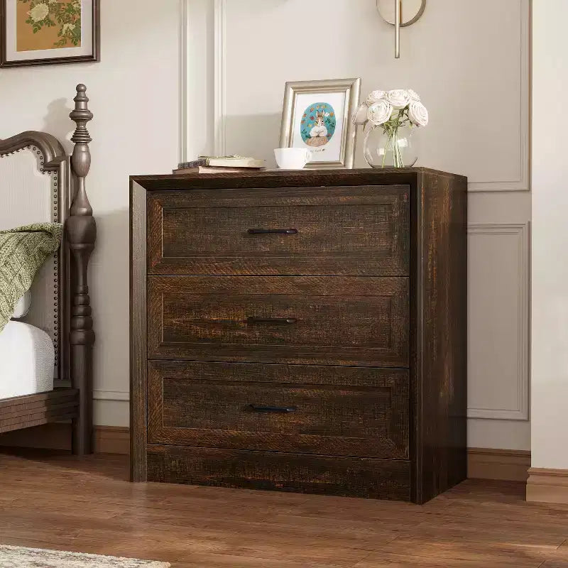 Famapy Table de Chevet de Ferme avec Tiroirs Commode de Chevet à 3 Tiroirs