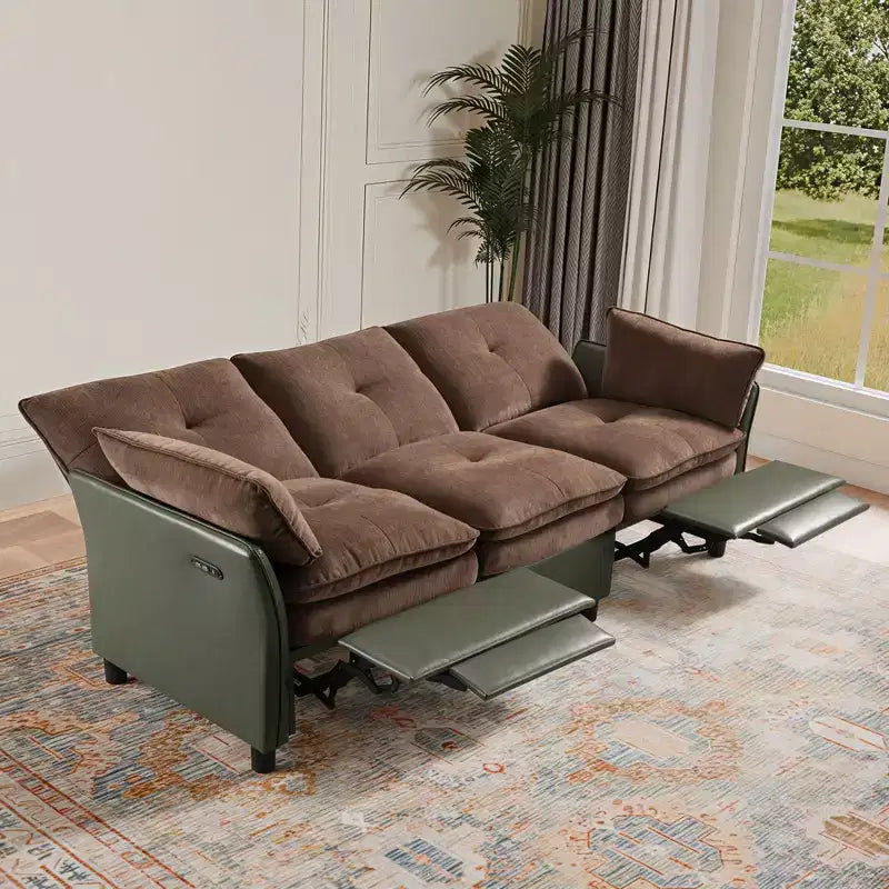Canapé sectionnel inclinable électrique bicolore avec coffre de rangement