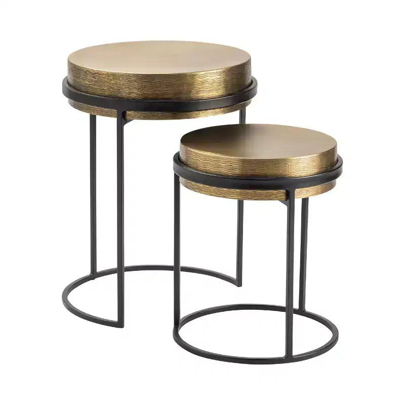 Crestview Collection 2 Piece Round Gold Metal Accent_Nesting Tables Set