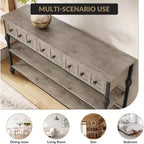 Table console de 53 pouces avec 3 tiroirs, table d'entrée industrielle avec étagères de rangement à 3 niveaux, pour couloir, salon, bureau
