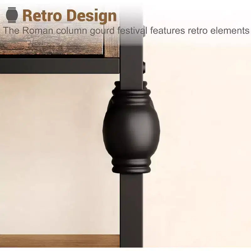 Table console de 53 pouces avec 3 tiroirs, table d'entrée industrielle avec étagères de rangement à 3 niveaux, pour couloir, salon, bureau